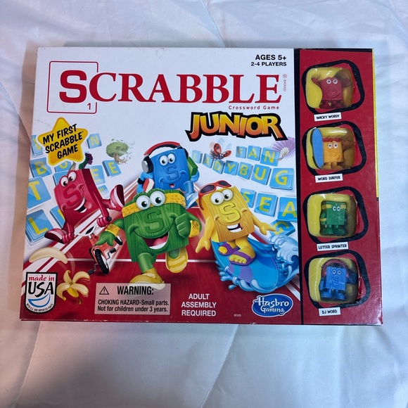 Hasbro Other - Hasbro SCRABBLE Junior Crossword Board Game 4 Tokens My First Scrabble Game 5+
